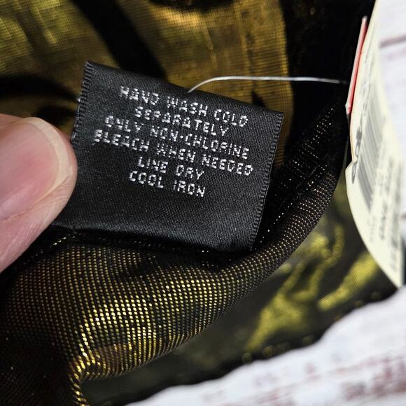 Style & Co Retro Scarf Black Velvet Gold Metallic Whimsigoth Shimmer Holiday NWT - Picture 8 of 10